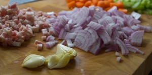 Onion, Carrot, Celery & bacon