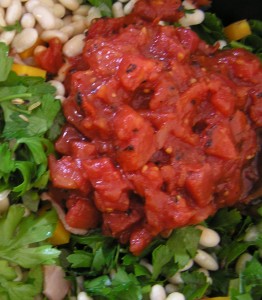 add beans, parsley, tomato & spices